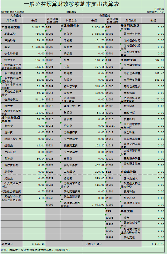 06一般公共預算財政撥款基本支出決算表